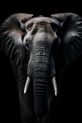 AI generated illustration of A majestic African elephant, its large tusks and trunk clearly visible