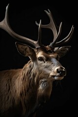 AI generated illustration of a majestic elk on a black background
