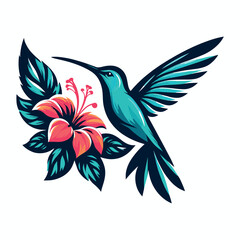 Obraz premium Vector hummingbird logo mascot illustration design, Generative Ai