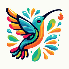 Fototapeta na wymiar Vector hummingbird logo mascot illustration design, Generative Ai