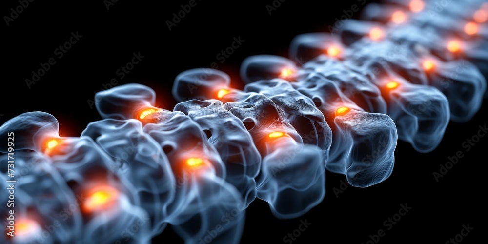 Aufkleber exploring the heat of chemical bonds: a 3d visualization of glowing molecules in a complex network, 