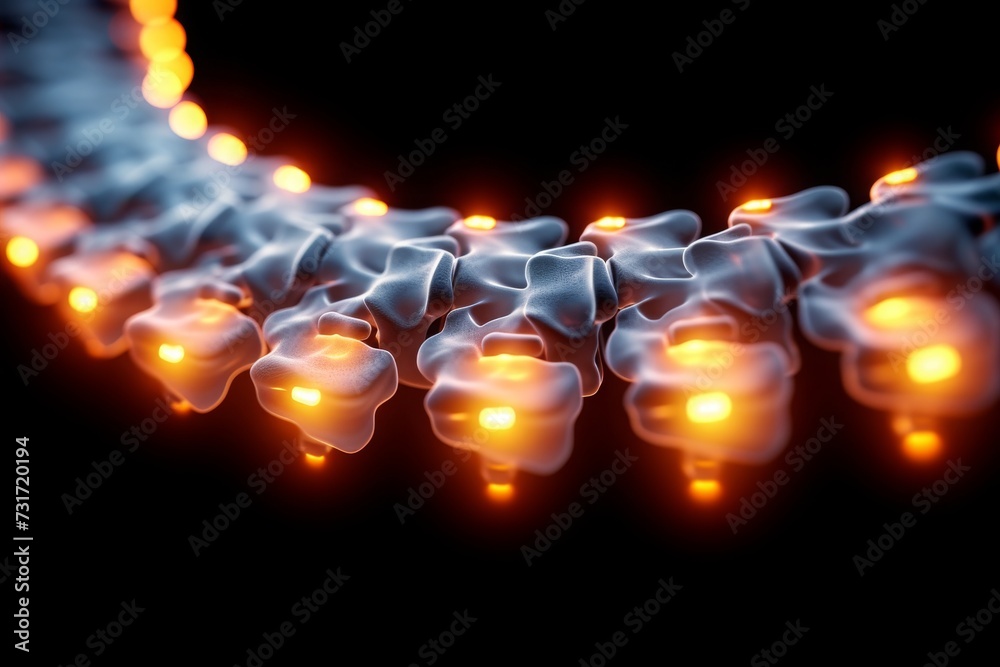 Aufkleber Exploring the Heat of Chemical Bonds: A 3D Visualization of Glowing Molecules in a Complex Network, Generative AI
