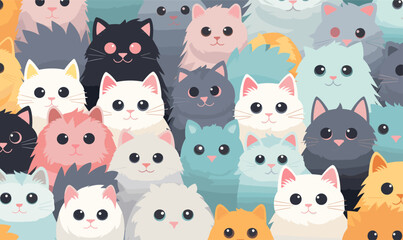 Cute cat collection vector illustration kitten fun happy animal background