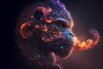 AI generated illustration of a gorilla as a spiritual animal - obrazy, fototapety, plakaty
