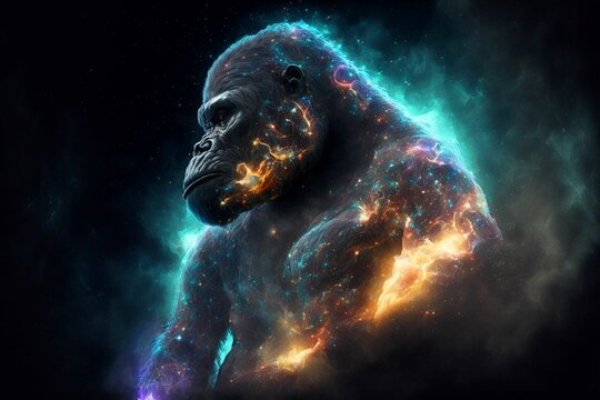 AI generated illustration of a gorilla as a spiritual animal