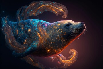 AI generated illustration of a seal, a powerful spiritual animal