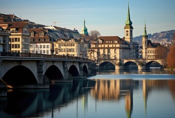 Obraz premium Panoramic view of Bern, Switzerland from the Vltava river