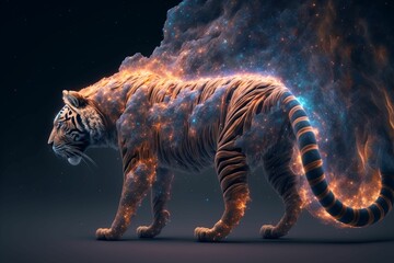 Fototapeta na wymiar AI generated illustration of a majestic tiger as a spiritual animal