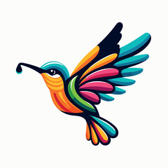 Obraz premium Vector hummingbird logo mascot illustration design, Generative Ai