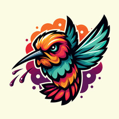 Fototapeta premium Vector hummingbird logo mascot illustration design, Generative Ai