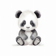 AI generated illustration of a watercolor painting of a cute panda cub