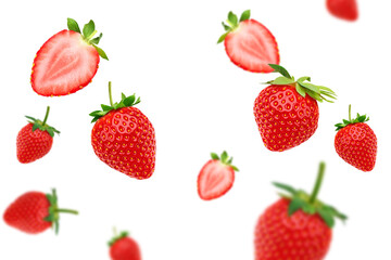 Strawberry berry levitating on a transparent background