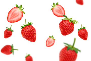 Strawberry berry levitating on a transparent background
