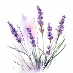AI generated illustration of a lavender flowers featuring a watercolor-style splash effect