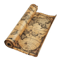 Treasure map scroll, transparent background, isolated image, generative AI