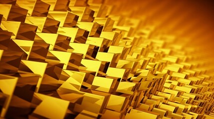 AI generated illustration of an abstract display of golden cubes arranged in a large cluster