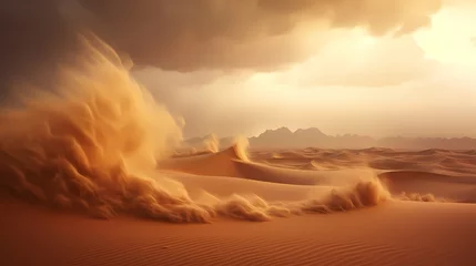 Foto op Plexiglas Desert landscape, sand dunes with wavy pattern © ma