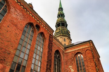 Fototapeta premium Oldest cult building St. Peter's Church in the city of Riga, Latvia
