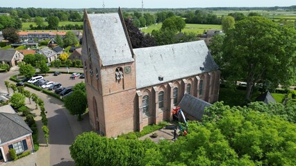 Aerial view from the church of Terwolde,a little village in the Netherlands