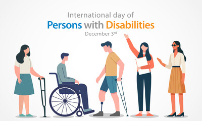International Day of Persons with Disabilities (IDPD) is celebrated every year on 3 December. to raise awareness of the situation of disabled persons in all aspects of life. Vector illustration.