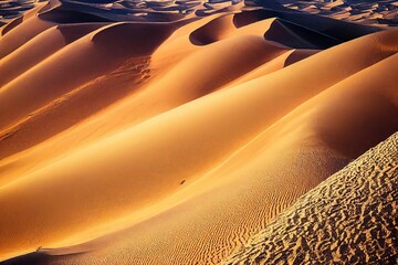 Fototapeta na wymiar A beautiful sunny desert with textured brown sand dunes
