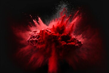 AI generated illustration of an explosion of vibrant powder against a dark background
