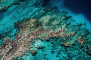 AI generated illustration of the shoreline of the blue ocean - aerial