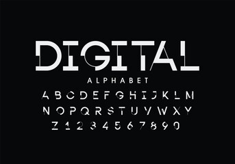 Fototapeta na wymiar Digital, an Abstract technology futuristic alphabet font. digital space typography vector illustration design