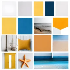 Poster Collage of various shades of yellow and blue, including nature, interiors, and solid colors for design inspiration © Pedro