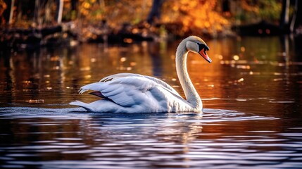 Fototapeta premium AI generated swan floating in lake