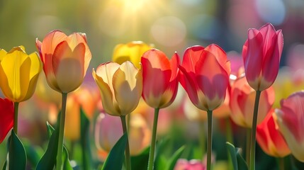 Colorful tulip garden in spring : Generative AI