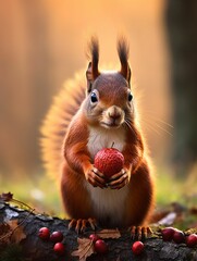Obraz premium AI generated brown squirrel standing on blurred background