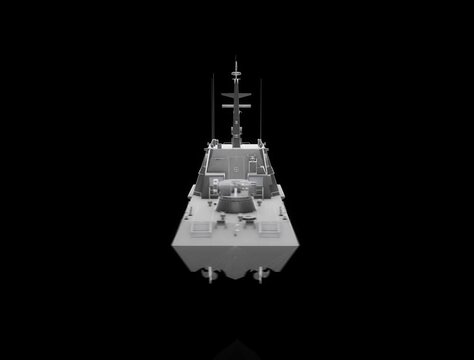 Looping animation of a 3D rendered boat model rotating on a black background