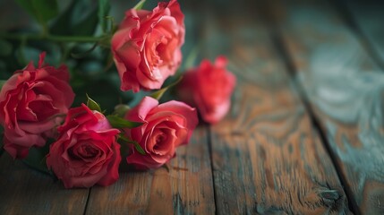 flowers on wooden background : Generative AI