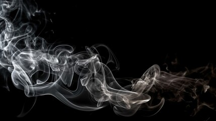 Ai generated illustration of smoke creating beautiful curves on a black background