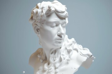 AI generated illustration of a creative Greek bust marble statue of a God