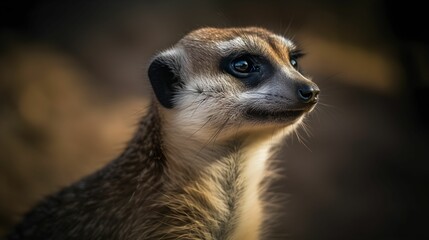 Fototapeta premium AI generated illustration of a small meerkat looking off to the side on a blurred background