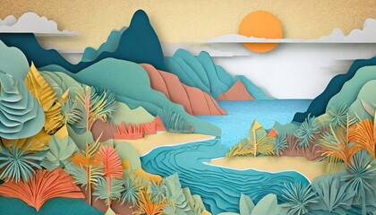 Tropical Island papercut