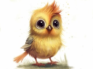 Fototapeta premium AI-generated illustration of a watercolor painting of a chick standing against a white background