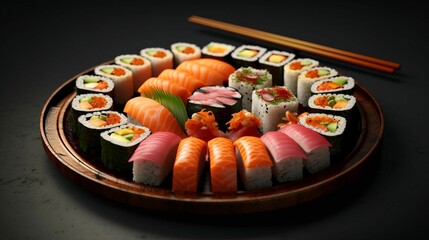 AI generated image of delicious Tuna sushi rolls