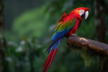 AI generated  colorful parrot perched atop a branch of a tree