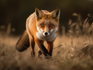 AI generated fox walking in field