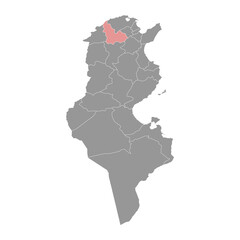 Obraz premium Beja Governorate map, administrative division of Tunisia. Vector illustration.