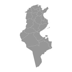 Tunisia map with administrative divisions. Vector illustration.