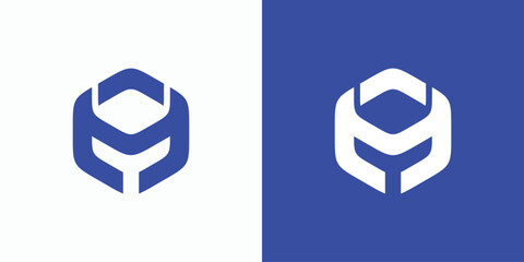 Letter M Y initials vector logo design in abstract hexagon shape.