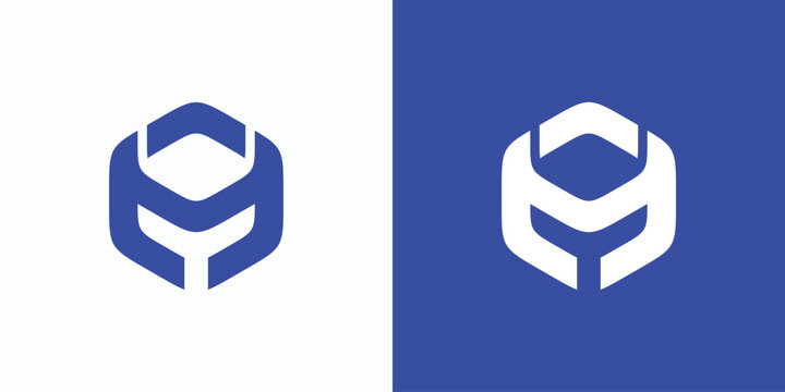 Letter M Y initials vector logo design in abstract hexagon shape.