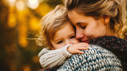 Close up portrait of a mother and son
