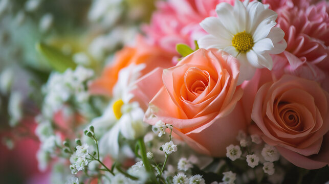 Bouquet of beautiful flowers, close-up