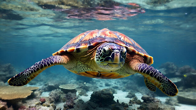 Happy World Turtles Day Wildlife Protection Background, Transport yourself to a world of wonder and diversity with the Corel Reef and its inhabitants