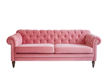 Fototapeta premium Stylish pink sofa isolated on transparent background